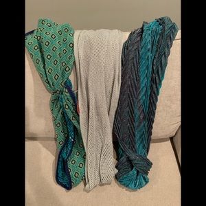 One NWT, two gently used.  Target/Mossimo blue green scarfs.  Silver is Apt 9